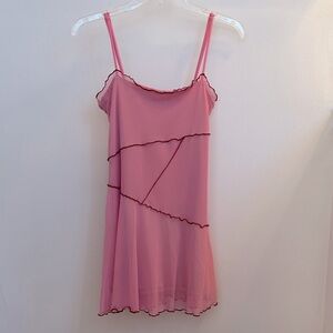 Urban Outfitters Pink Mesh Dress with Crimson Trim XS